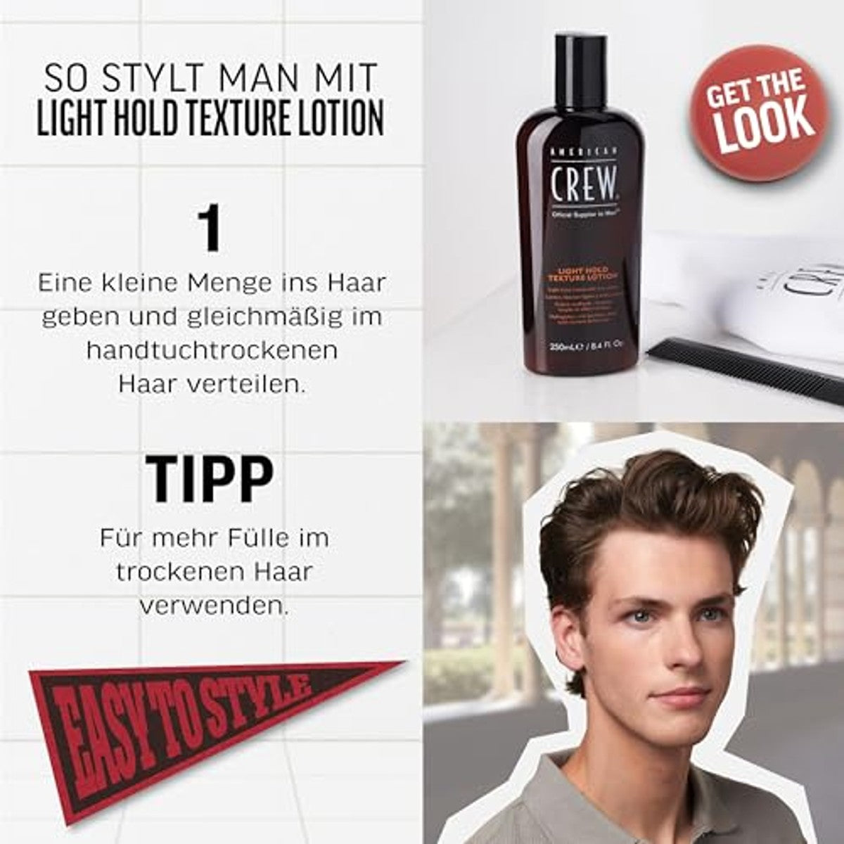 American Crew Light Hold Texture Lotion voor Mannen 250 ml - 6-pack