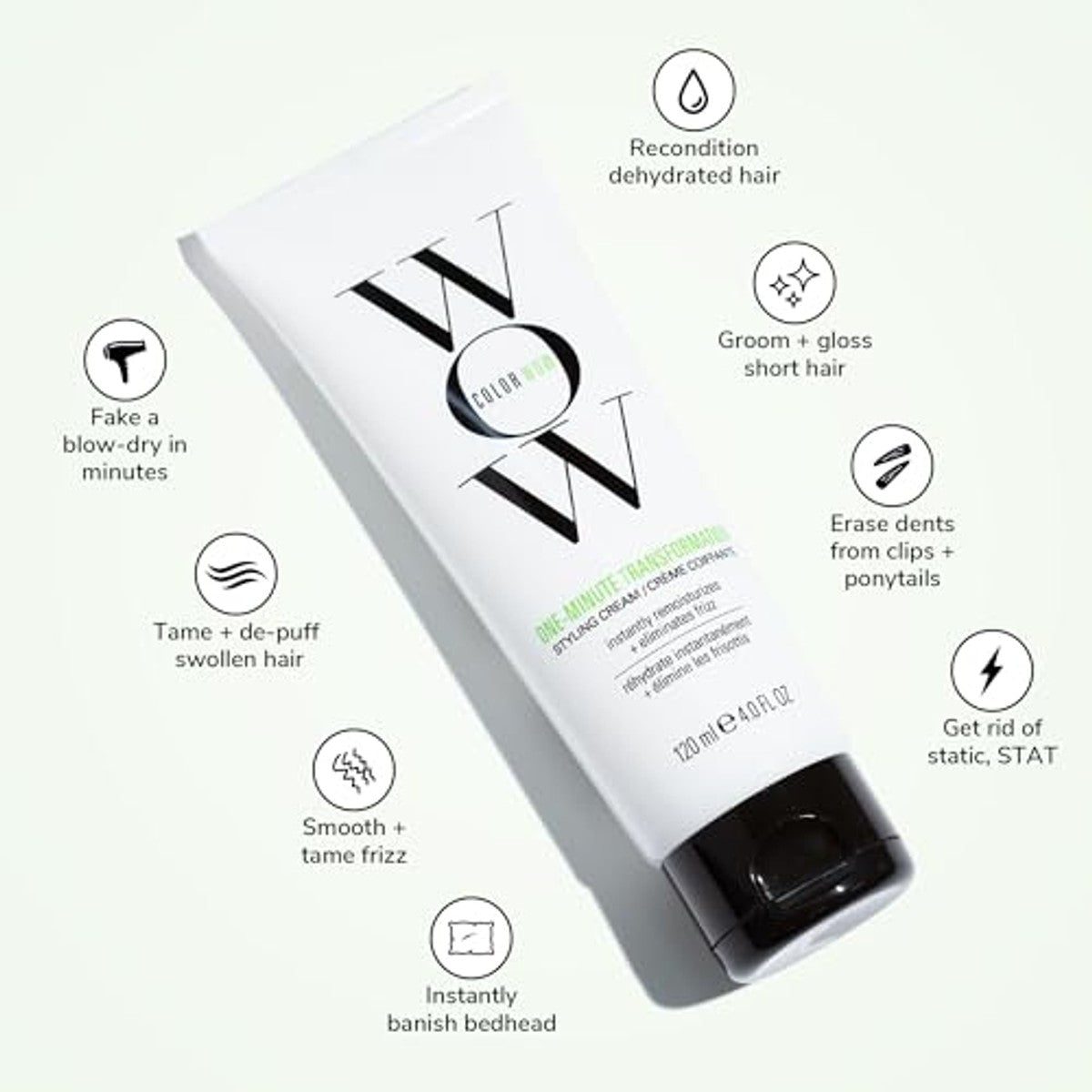 Color Wow One-Minute Transformation, anti-kroescrème voor het gladmaken van haar, 120 ml