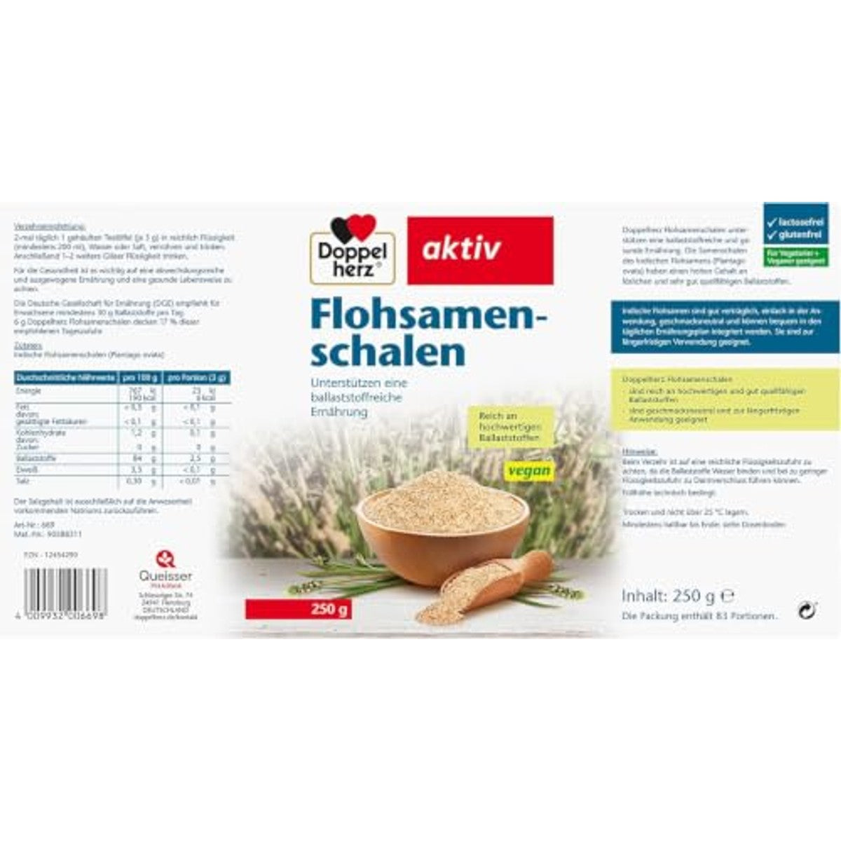 Doppelherz Vlooienzaadschalen Smaakneutraal 250 g - 6-pack