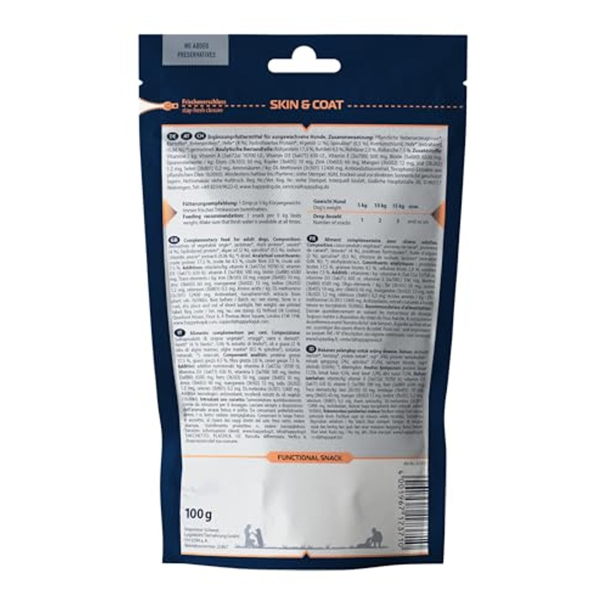 Happy Dog Care Snack Skin & Coat hondensnack 100 g - 6-pack