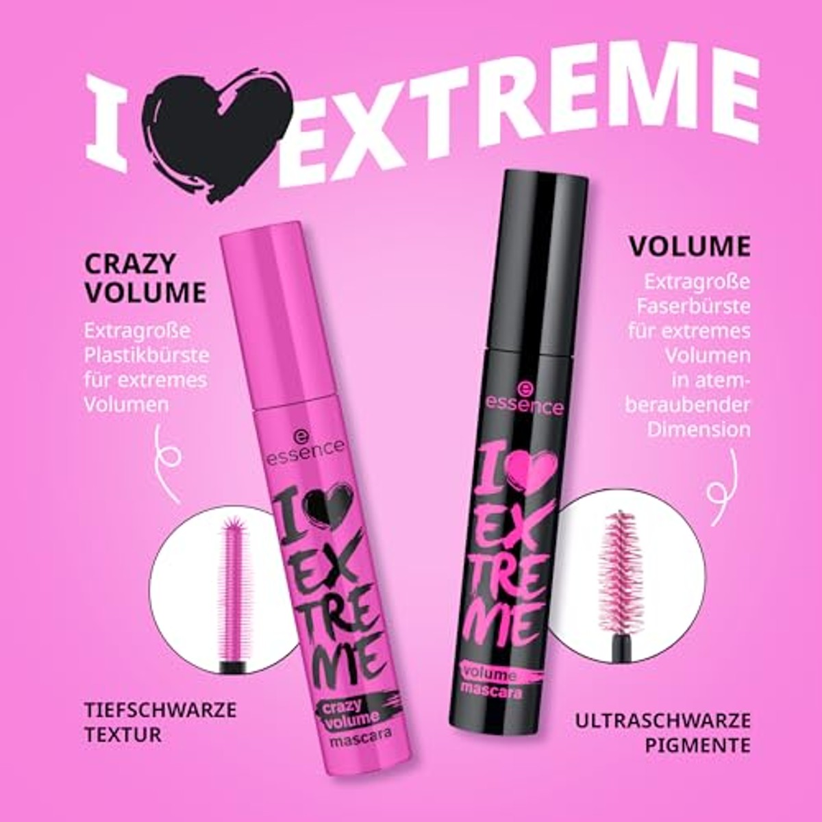 essence I Love Extreme Crazy Volume mascara zwart 12 ml - 6-pack