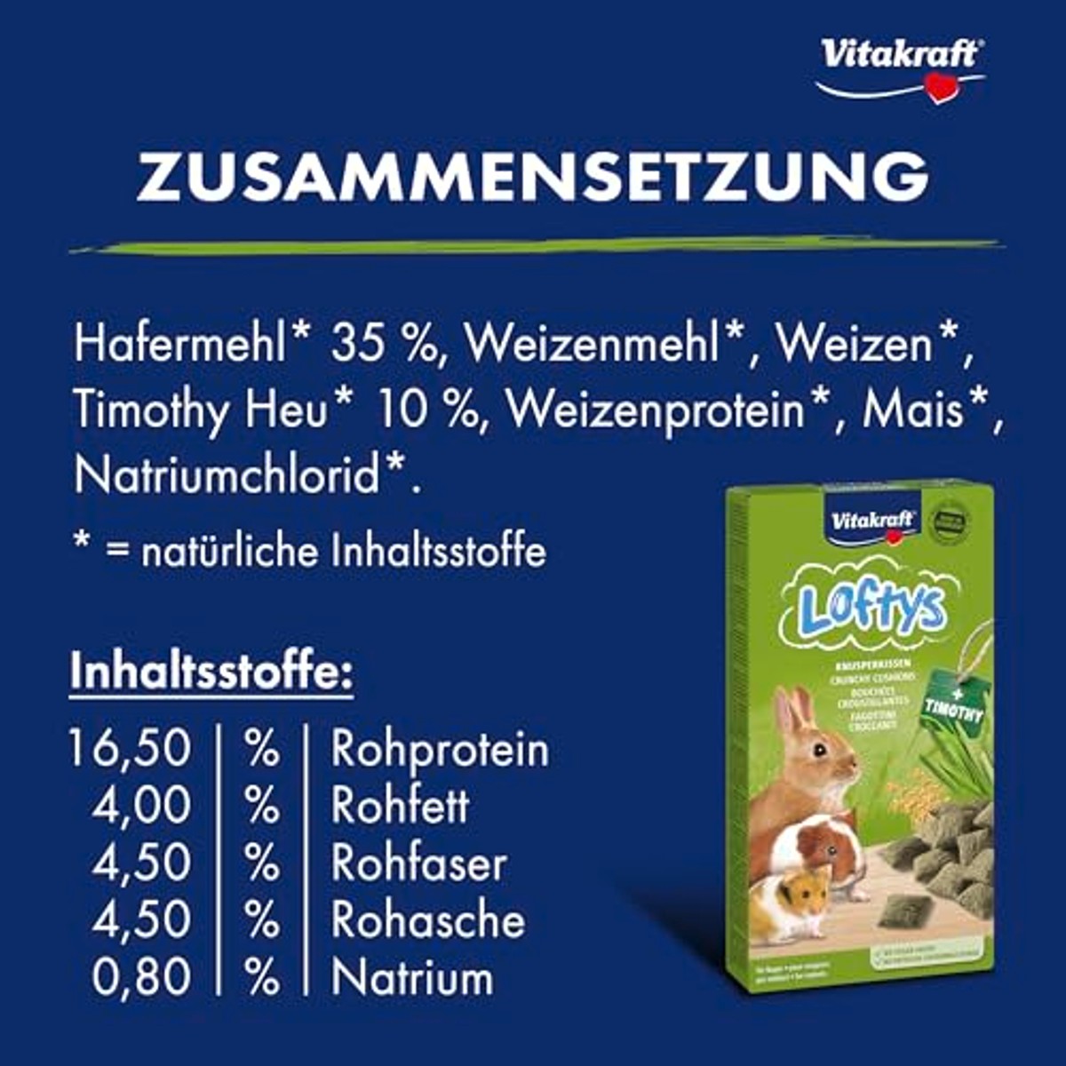 Vitakraft Loftys Knussenkussen knaagdiersnack haver 10 x 100 g - 6-pack