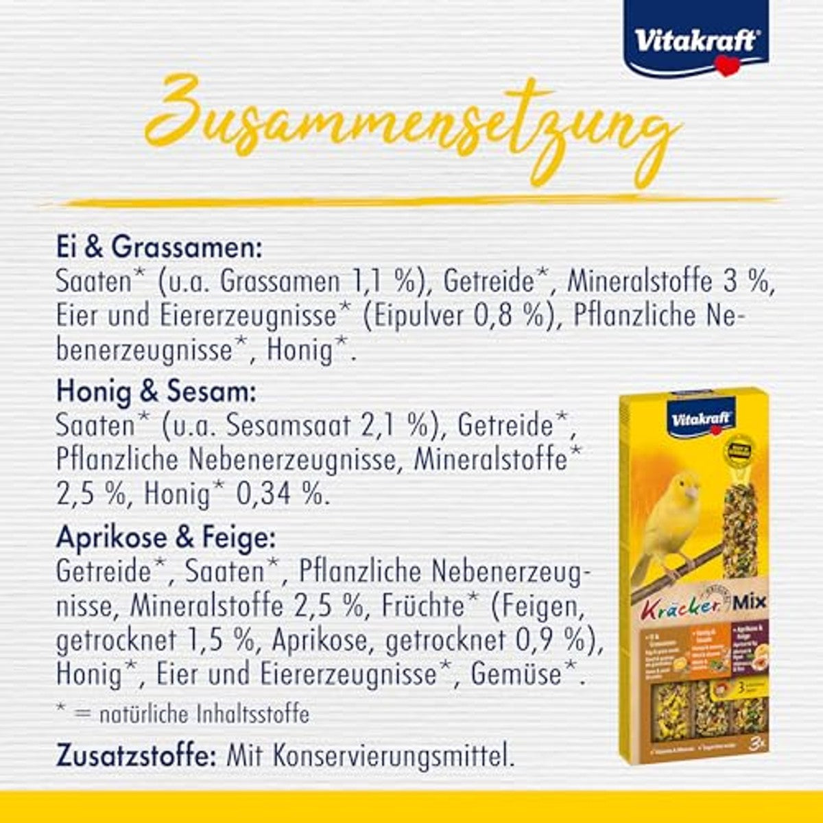 Vitakraft Cracker Trio Mix vogelsnack kanaries 80 g - 3-pack – foto 5