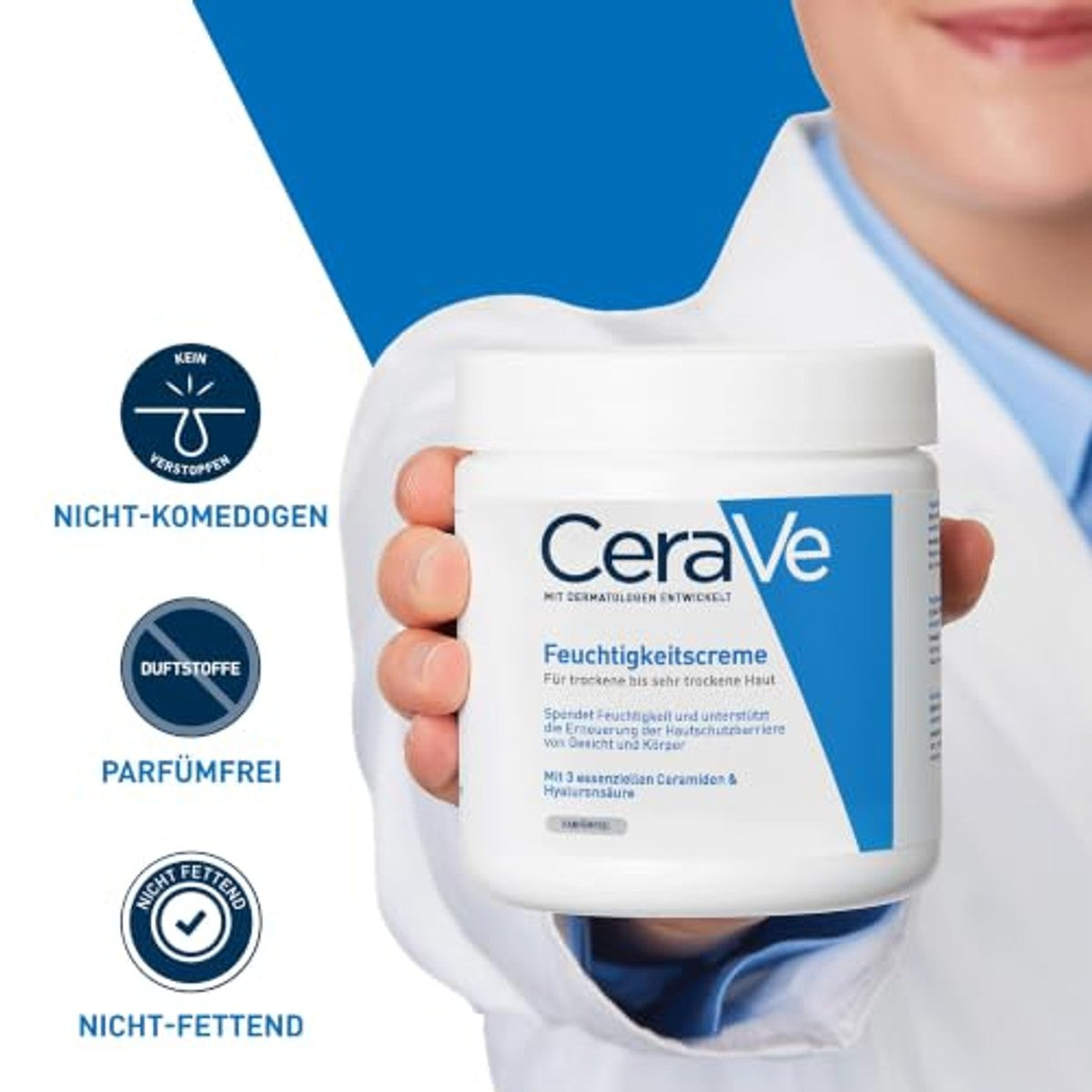 CeraVe Vochtinbrengende Crème voor Droge Huid, Lichaam en Gezicht 454 g - 3-pack