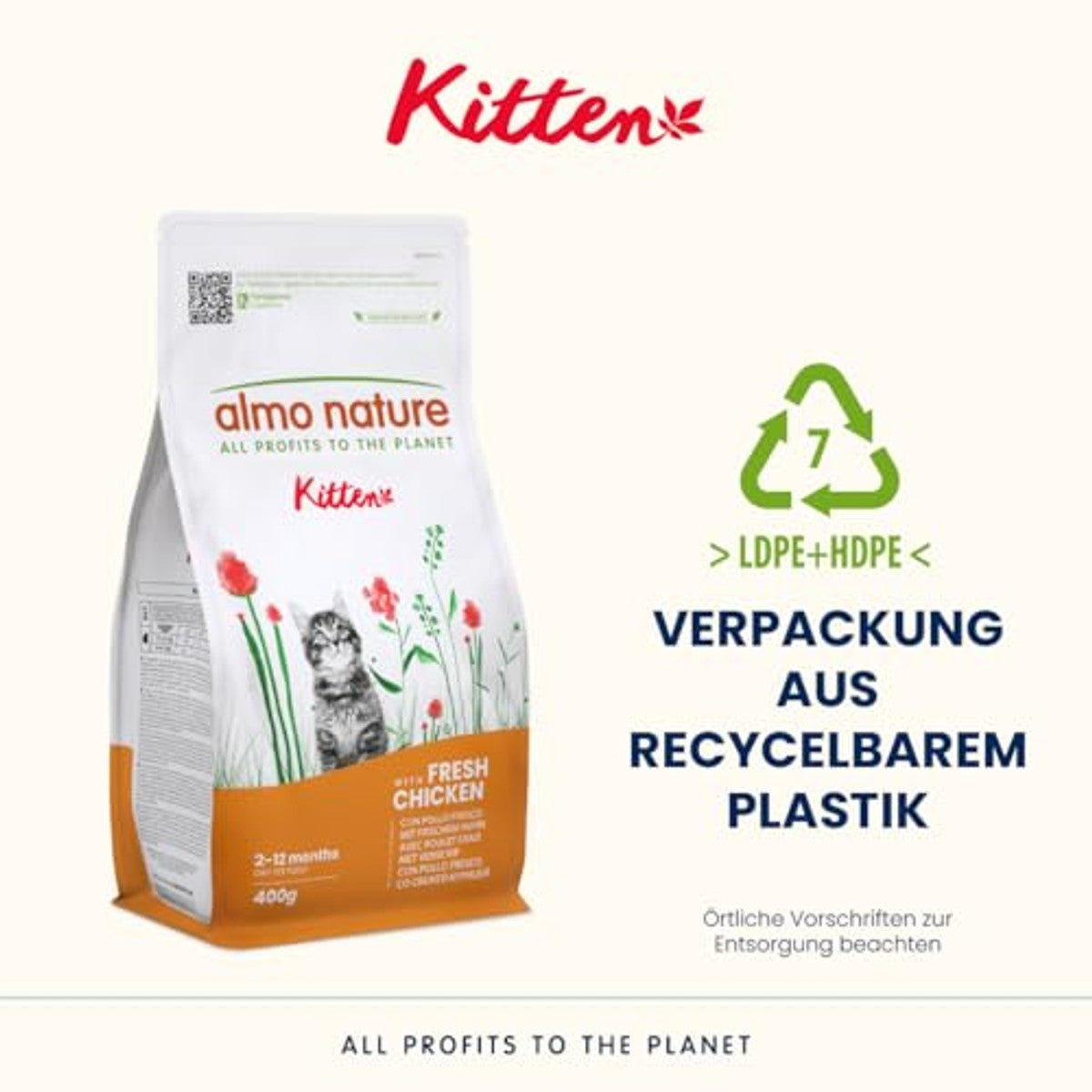 Almo Nature Kitten Droogvoer Verse Kip 400 g - 3-pack