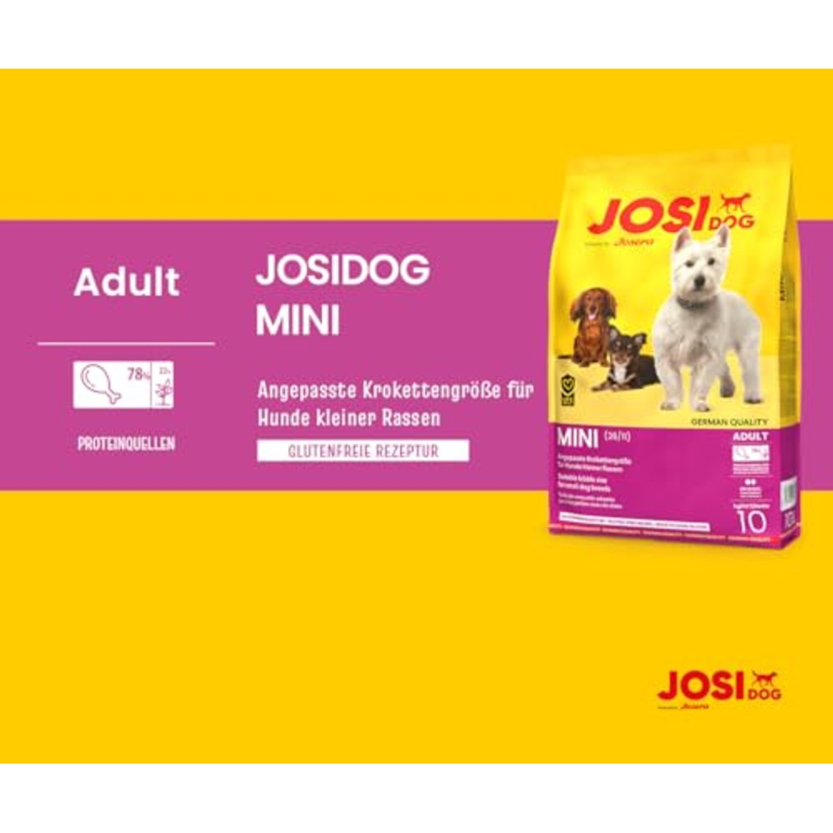 JosiDog Mini | 10 kg | Adult | droog hondenvoer met gevogelte voor minis | Premium droogvoer voor volwassen kleine honden, hoogwaardig gevogelte-eiwit, extra kleine kroketten, powered by JOSERA – JosiDog