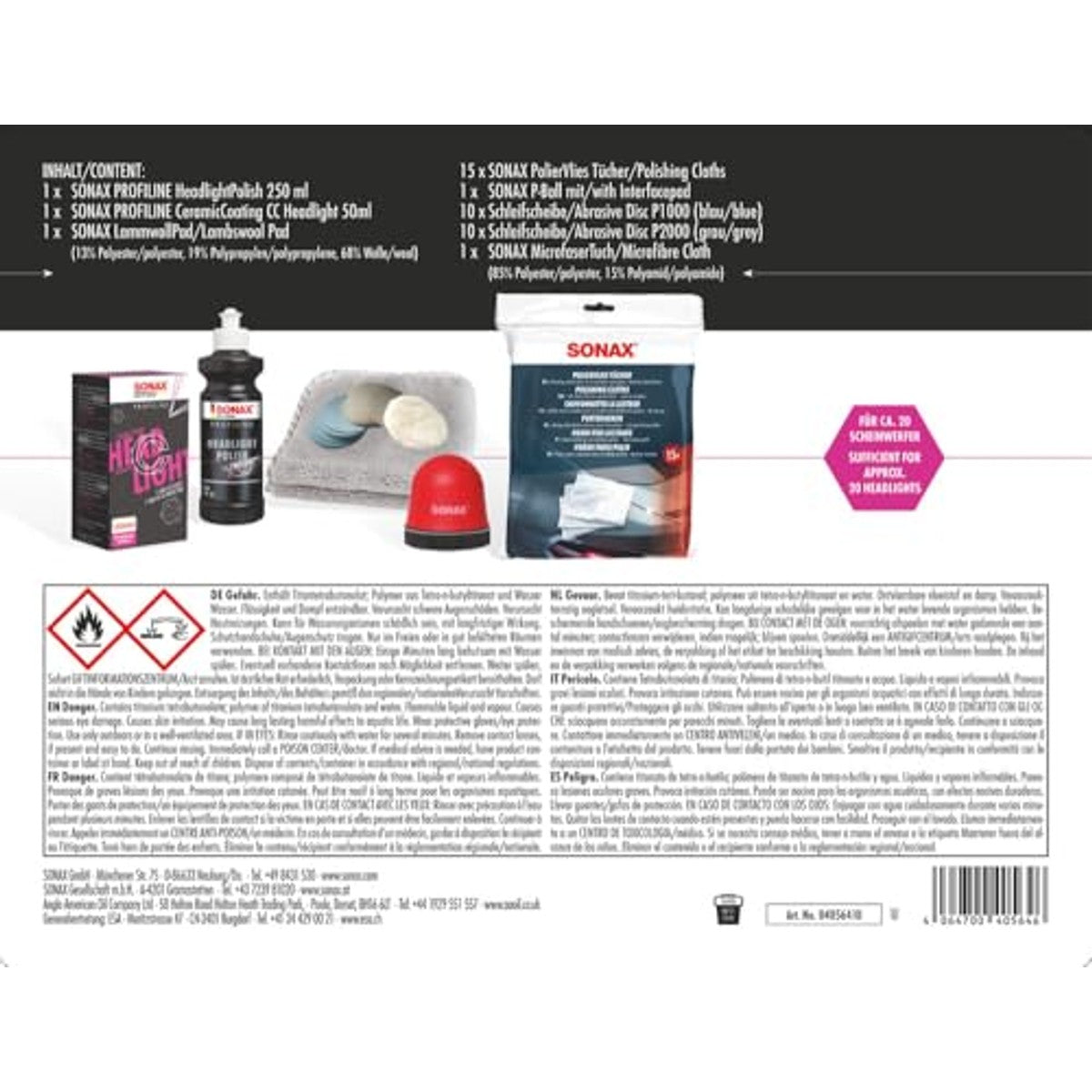 SONAX PROFILINE Koplamp-behandelingsset 1 set - 3-pack