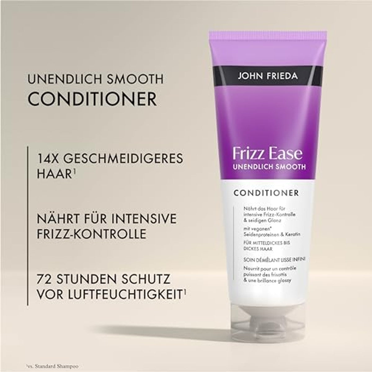 John Frieda Frizz Ease Unendlich Smooth Conditioner - Inhoud: 250 ml - Haartype: middeldik tot dik - Geschikt voor gekleurd haar – John Frieda