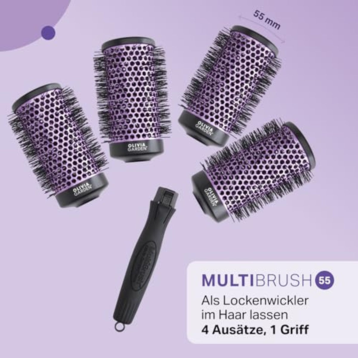 Olivia Garden MultiBrush Curlers Kit, 4 Opzetstukken, Maat 55 mm - 6-pack – foto 5
