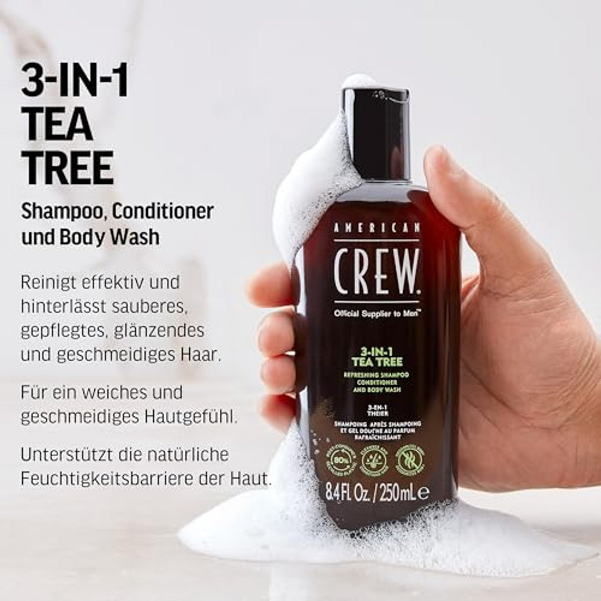 American Crew 3-in-1 Tea Tree Shampoo & Douchegel 1000 ml