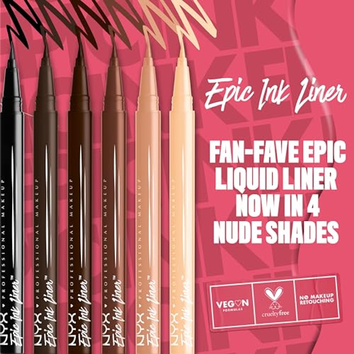 NYX Professional Makeup Epic Ink Eyeliner, sterk gepigmenteerde viltstift, waterbestendig, langdurige kajal, veganistische formule, eenvoudig te gebruiken met flexibele kwast, tint: 03 donkere – NYX PROFESSIONAL MAKEUP