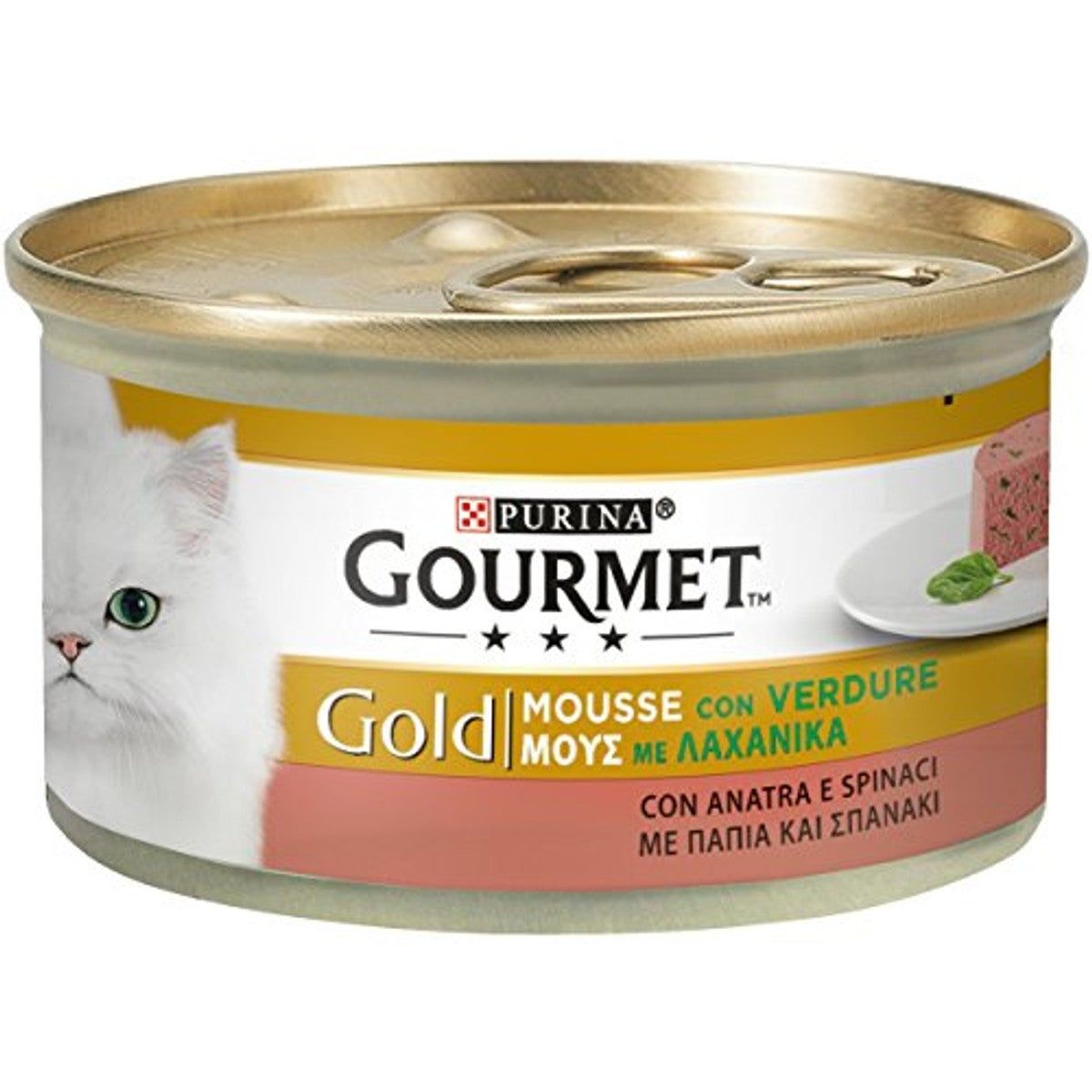 Gourmet Gold Mousse natvoer kattenvoer eend & spinazie 24 x 85 g - 6-pack