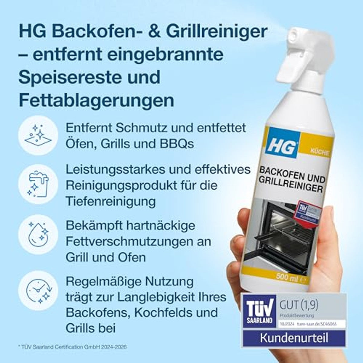 HG Oven-, grill- en BBQ-reiniger 3 x 500 ml - Voordeelverpakking