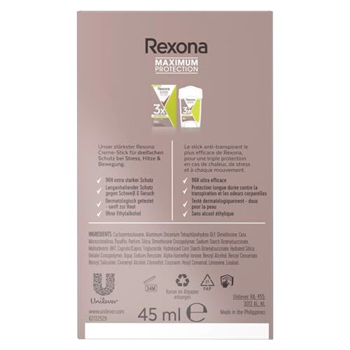 Rexona Maximum Protection Cream Stress Control 3 x 45 ml - Voordeelverpakking