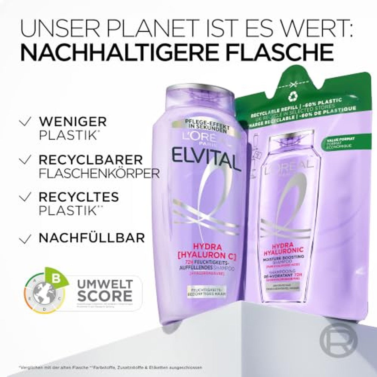 L'Oreal Paris Elvital Hydra Hyaluronic Shampoo 6 x 1000 ml - Voordeelverpakking