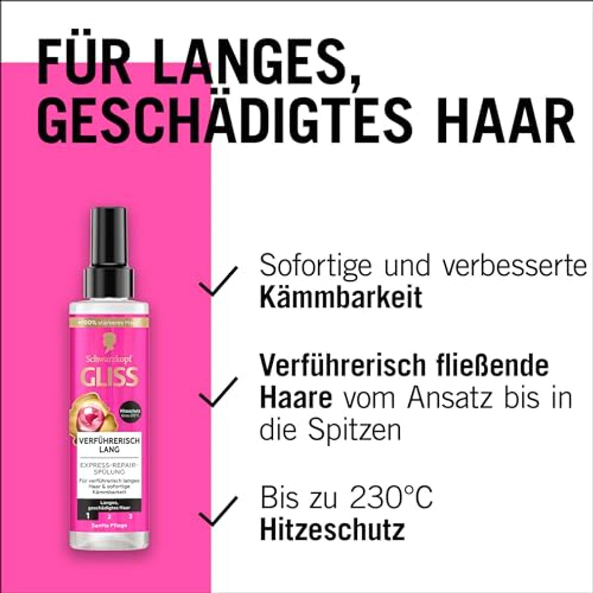 Gliss Express-Repair Conditioner Verleidelijk Lang 3 x 200 ml - Voordeelverpakking