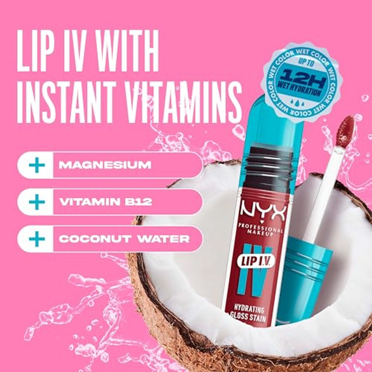 NYX PROFESSIONAL MAKEUP Lip IV Hydrating Gloss Stain Bubblegum Burst - 6 stuks