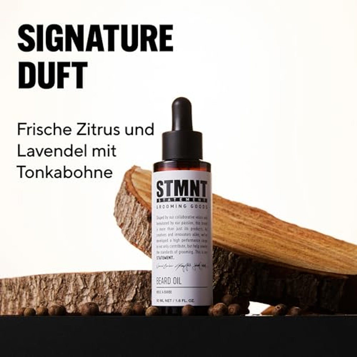 STMNT STATEMENT GROOMING GOODS Beard Oil 50 ml, hydraterende baardolie van natuurlijke oliën, voor een zachte baard, vrij van siliconen, veganistisch en PETA-gecertificeerd