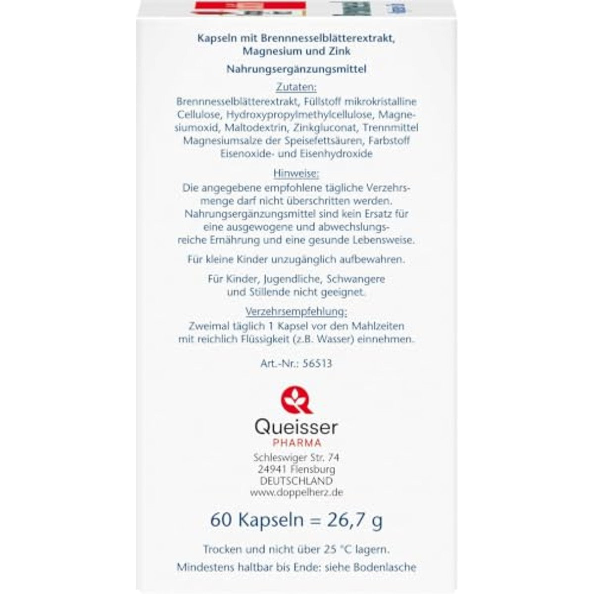 Doppelherz Brandnetel + Magnesium + Zink 60 capsules - 3-pack