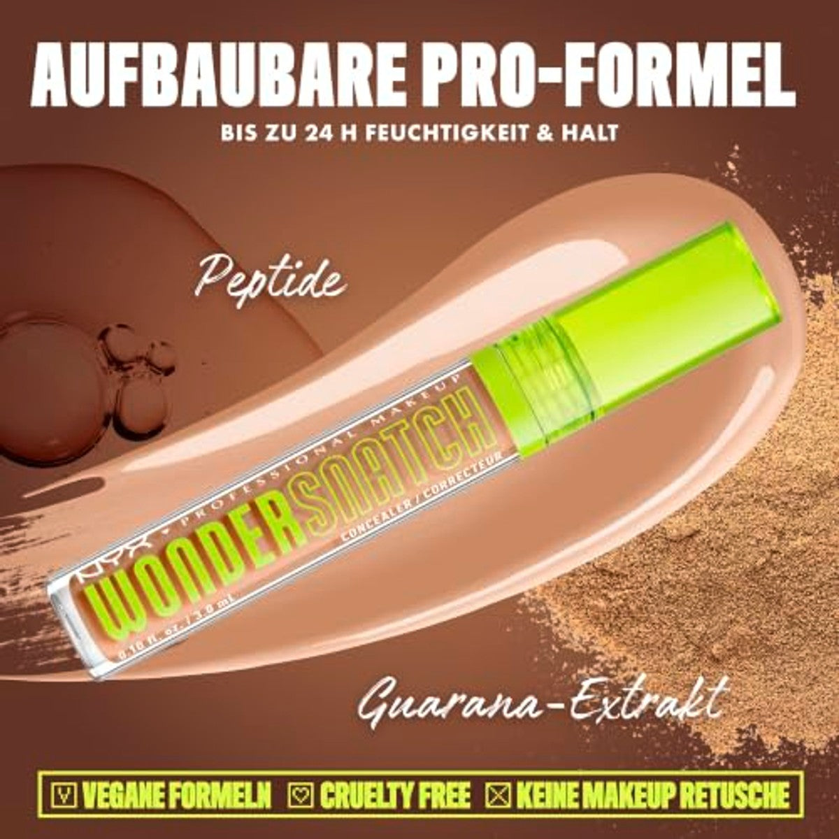 NYX Professional Makeup, Wonder Snatch Concealer, vloeibare romige formule, zachte matte afwerking, waterbestendig, geeft niet af, hydrateert tot 24 uur, veganistische formule, 14 medium olijf, 3,5 ml – NYX PROFESSIONAL MAKEUP