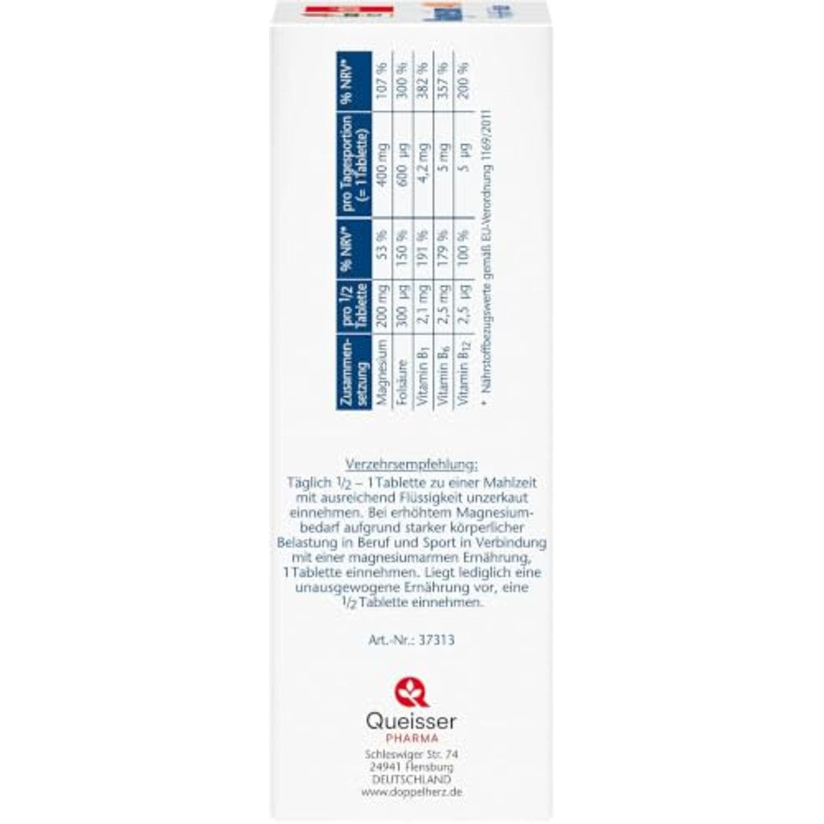 Doppelherz Magnesium 400 + B1 + B6 + B12 + foliumzuur – Doppelherz
