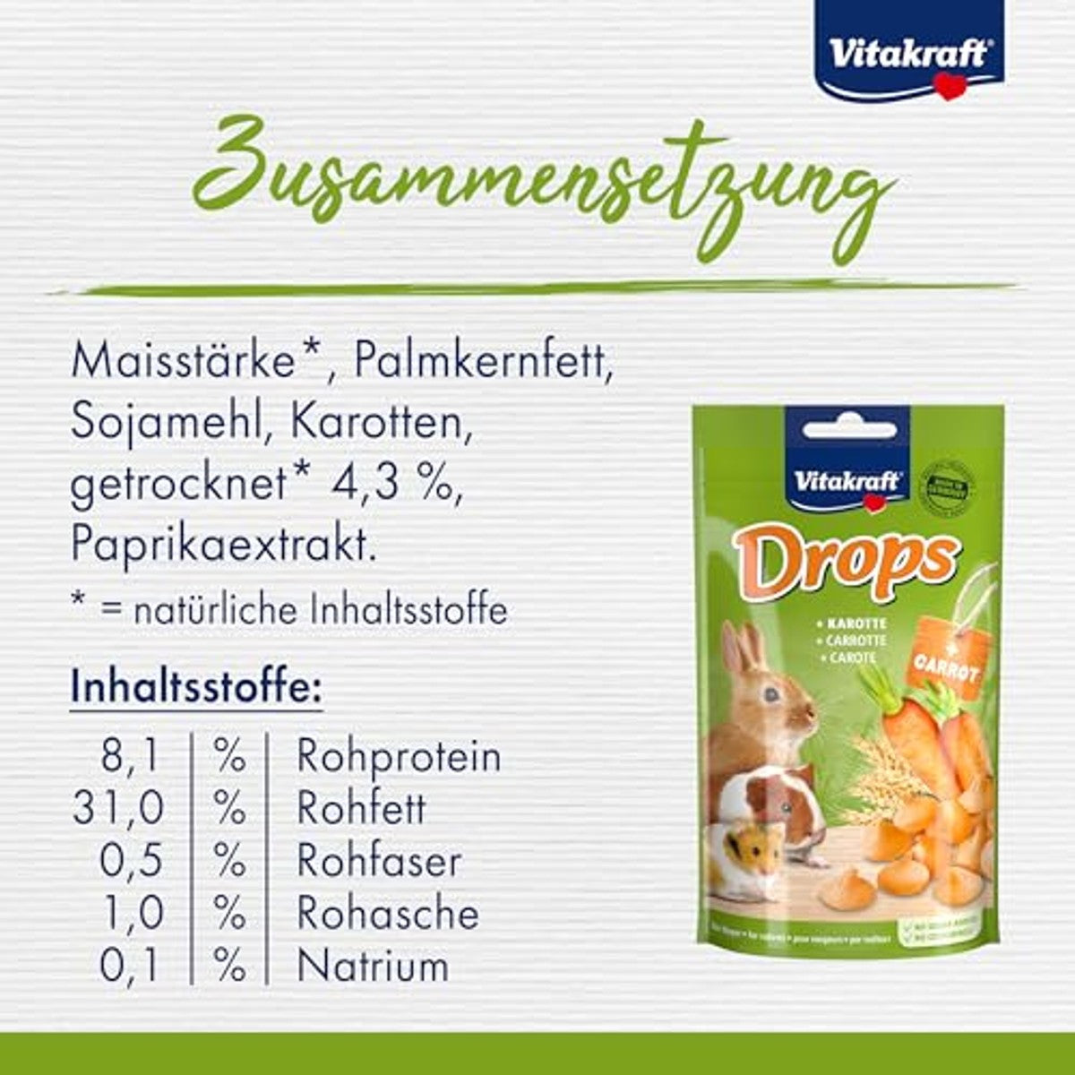 Vitakraft Nager Drops knaagdiersnack wortel 1 x 75 g - 6-pack – foto 5