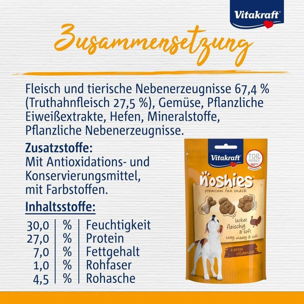 Vitakraft Noshies hondensnack kalkoen 1 x 90 g - 6-pack