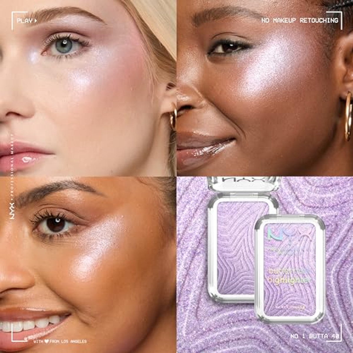 NYX Professional Makeup Highlighter voor het gezicht, boterzachte textuur, met verzorgende sheaboter, mangoboter en amandelboter, veganistisch, botermot, highlighter, kleur: geen 1 butta – NYX PROFESSIONAL MAKEUP