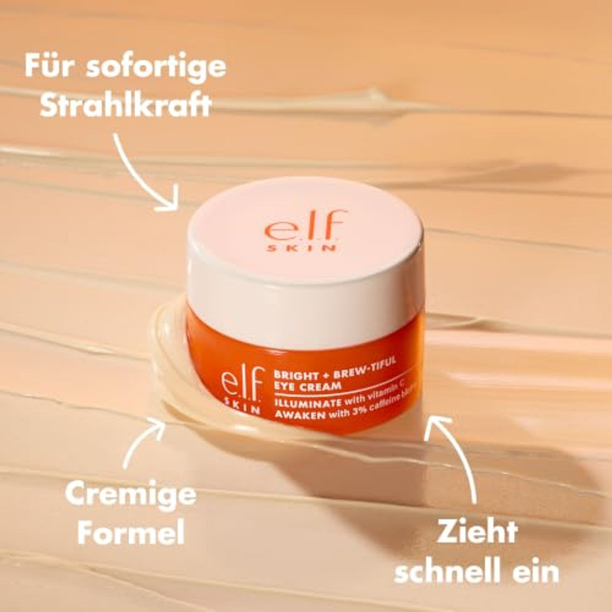 e.l.f. Skin Bright + Brew-tiful Eye Cream, verheldert het uiterlijk van donkere kringen onder de ogen en vermindert zwellingen, veganistisch en dierproefvrij – e.l.f.