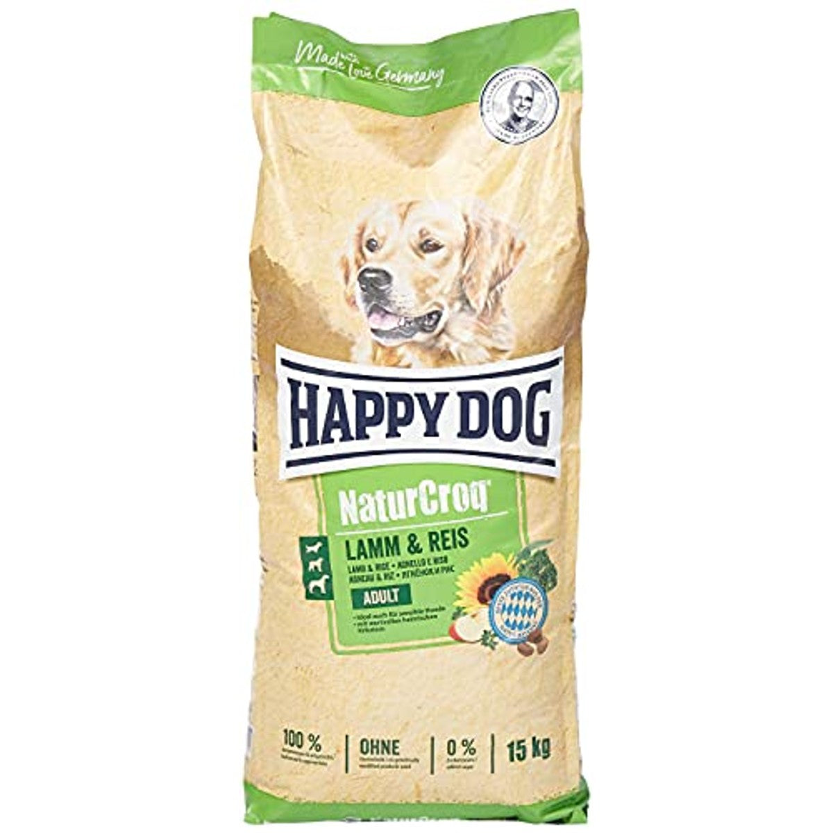 Happy Dog 60526 - NaturCroq lam & Rijst - droogvoer met inheemse kruiden voor volwassen honden - 15 kg inhoud – Happy Cat