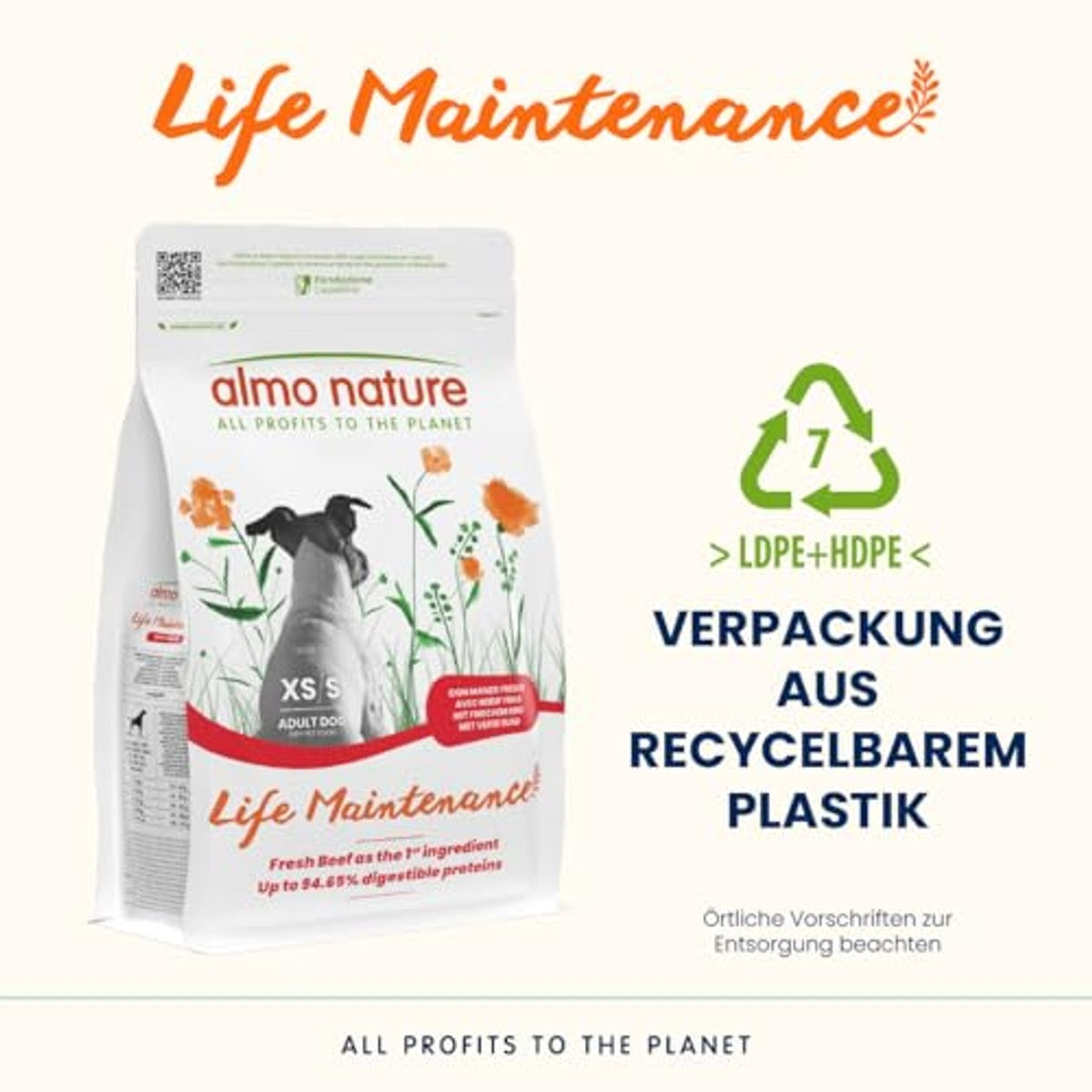 Almo Nature Life Maintenance Droogvoer Hond XS-S Rundvlees 2 kg - 6-pack