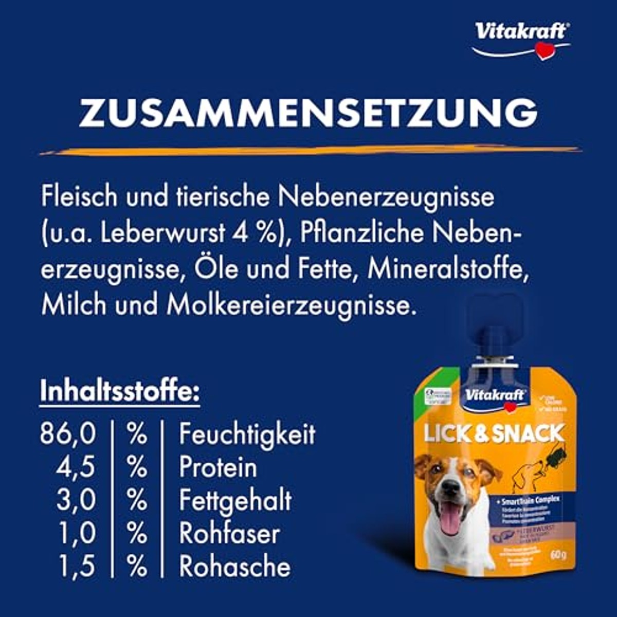 Vitakraft Lick & Snack Trainingscrème Leverworst 60 g - 3-pack