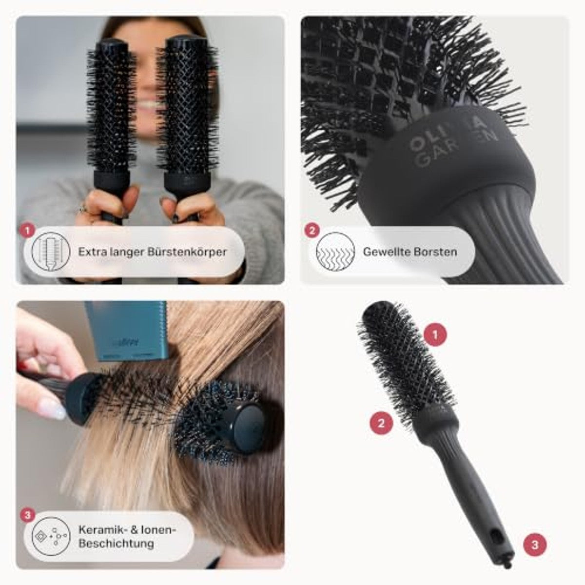 Olivia Garden Expert Blowout Speed Black Label Ronde Borstel, Matzwart, 35 mm - 6-pack