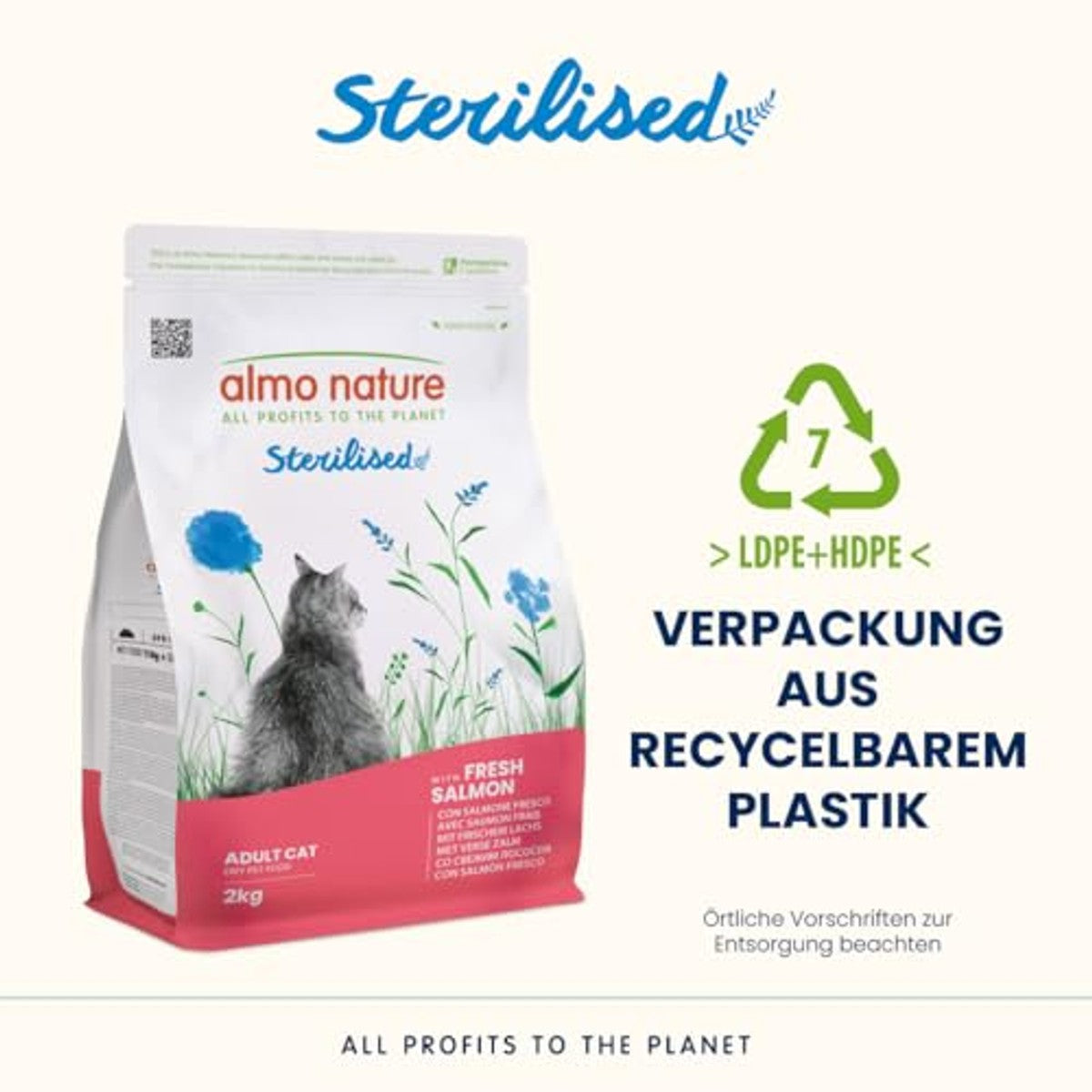 Almo Nature Sterilised Droogvoer voor Katten met Zalm 2 kg - 6-pack