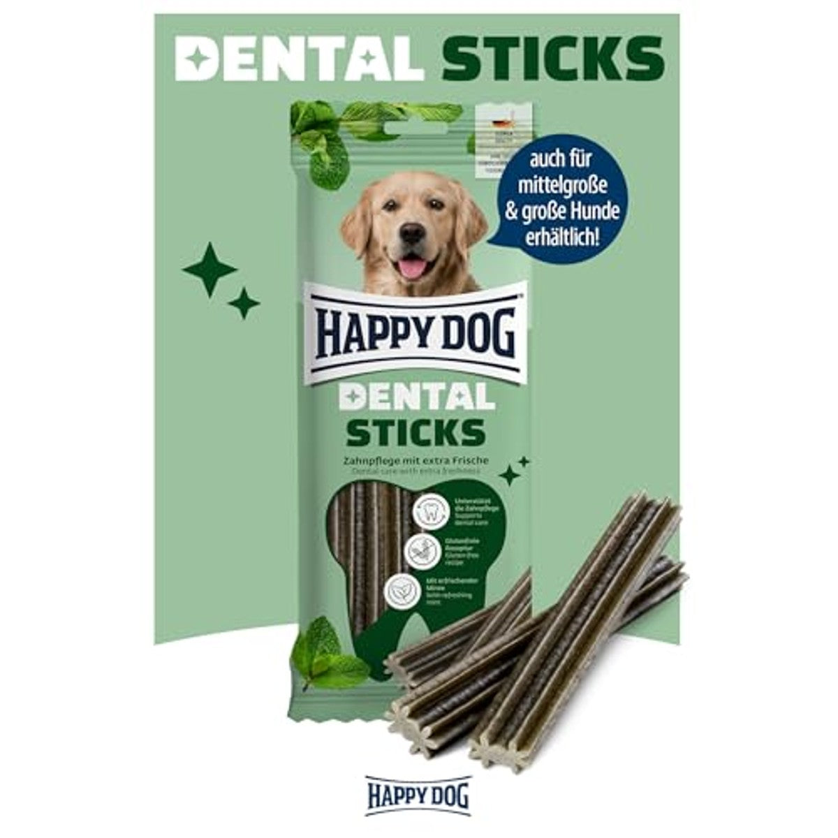 Happy Dog Dental Sticks Mini hondensnack munt 4 stuks, 100 g - 6-pack