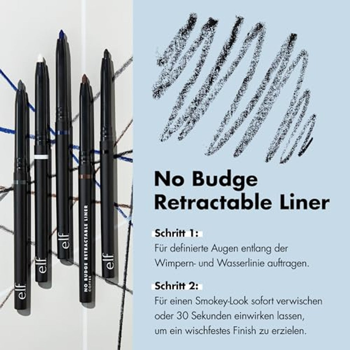 e.l.f. No Budge Intrekbare Eyeliner Zwart 0,18 g - 6 stuks