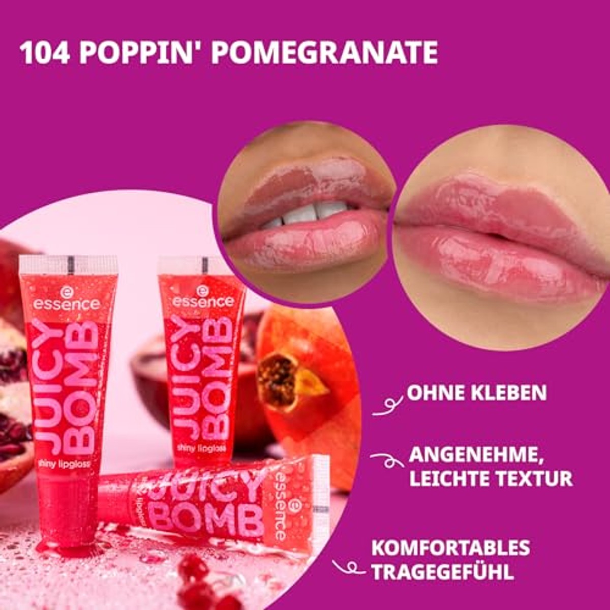 essence Juicy Bomb Shiny Lipgloss 104 Poppin' Pomegranate 10 ml - 6-pack