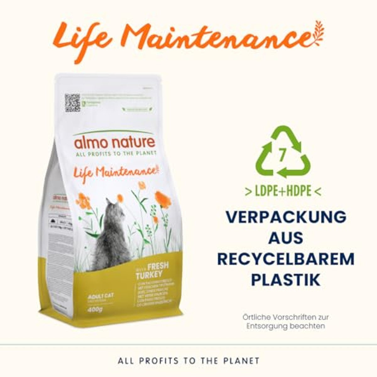 Almo Nature Life Maintenance droogvoer kat Adulto met verse kalkoen | verpakking van 400 g – almo nature