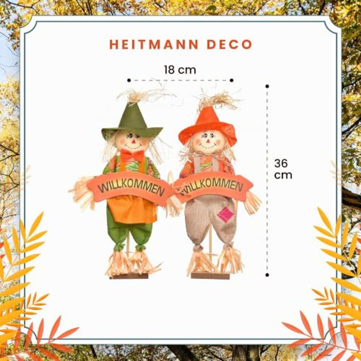 HEITMANN DECO Vogelverschrikkers met welkomstbord set van 2 – HEITMANN DECO