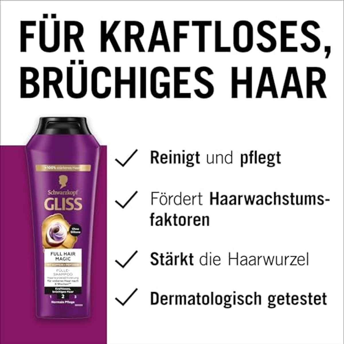 Gliss Kur Full Hair Magic Vulshampoo 250 ml - 3 stuks