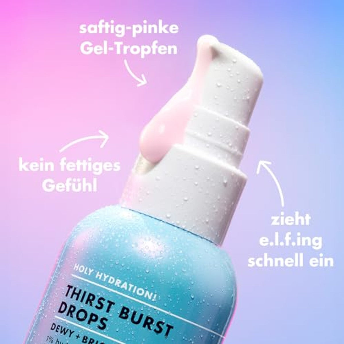 e.l.f. Skin Holy Hydration! Thirst Burst Drops Mini, Glow-serum met direct effect, met hyaluronzuur, veganistisch en dierproefvrij – e.l.f.