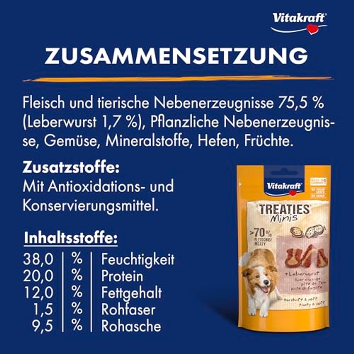 Vitakraft Treaties Minis hondensnack leverworst 8 x 48 g - 6-pack