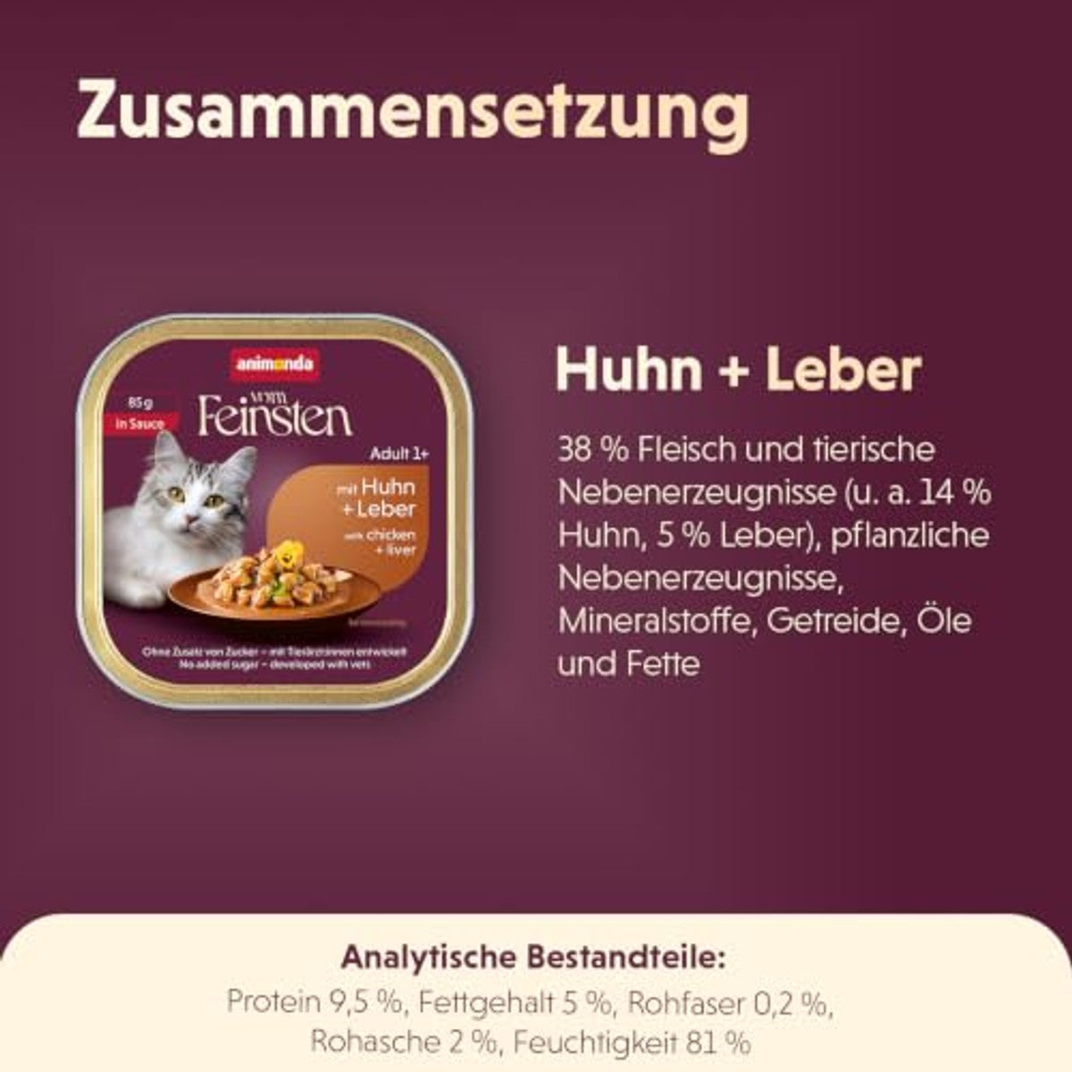 animonda vom Feinsten Adult natvoer kattenvoer kip & lever in saus 32 x 85 g - 3-pack