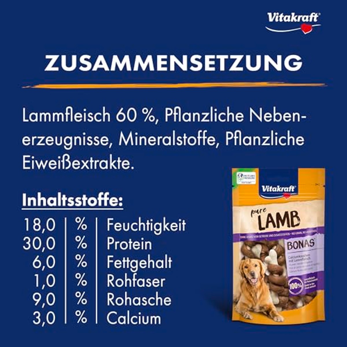 Vitakraft Pure Lamb Bonas hondensnack lamsvlees 8 x 80 g - 3-pack