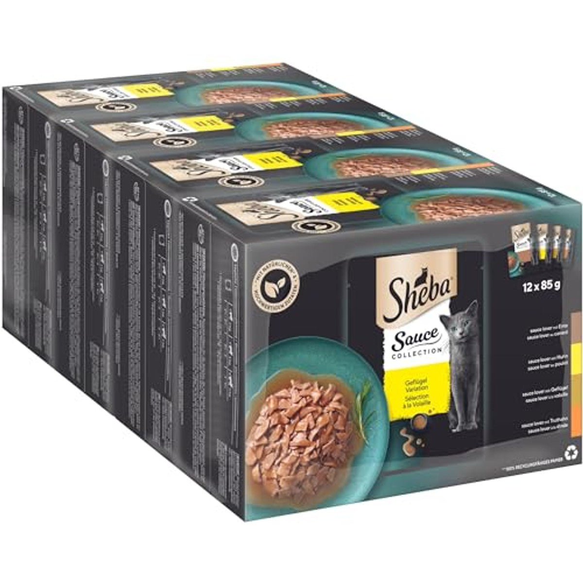 Sheba Sauce Collection natvoer kattenvoer gevogelte variatie 4 x 12 x 85 g - 3-pack