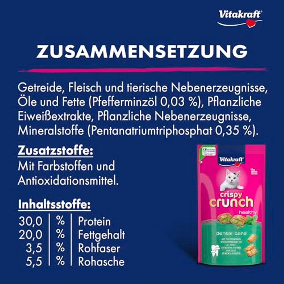 Vitakraft Crispy Crunch Classic kattensnack pepermuntolie 8 x 60 g - 3-pack
