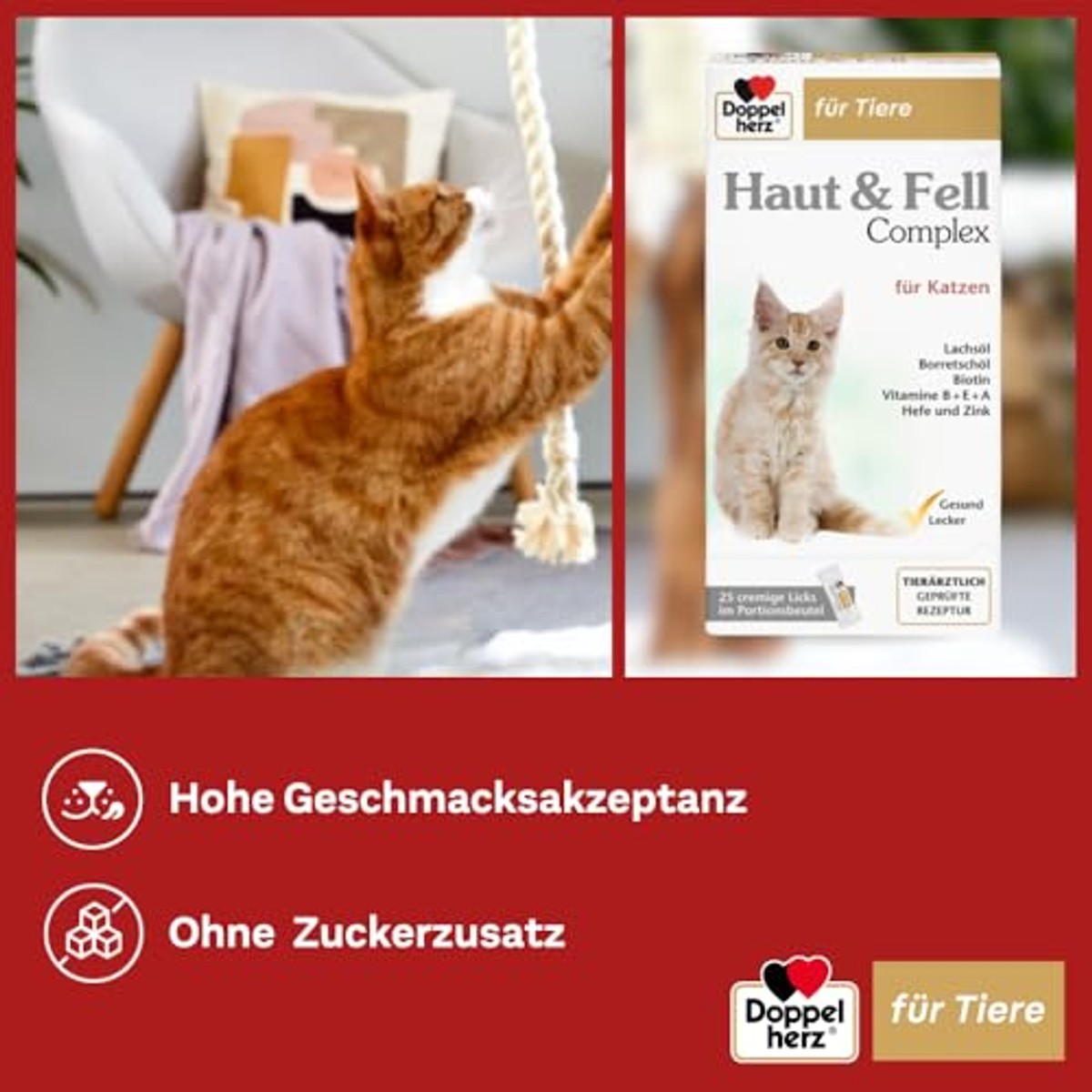 Doppelherz Huid- en Vachtcomplex voor Katten 25 Likken - 6-pack