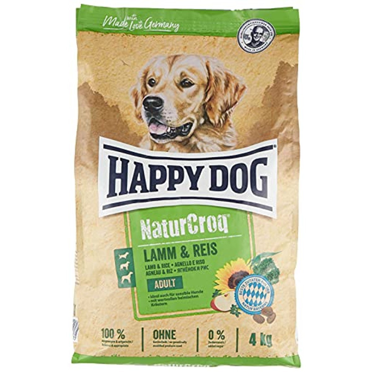 Happy Dog 60528 - NaturCroq lam & Rijst - droogvoer met inheemse kruiden voor volwassen honden - 4 kg inhoud – Happy Dog
