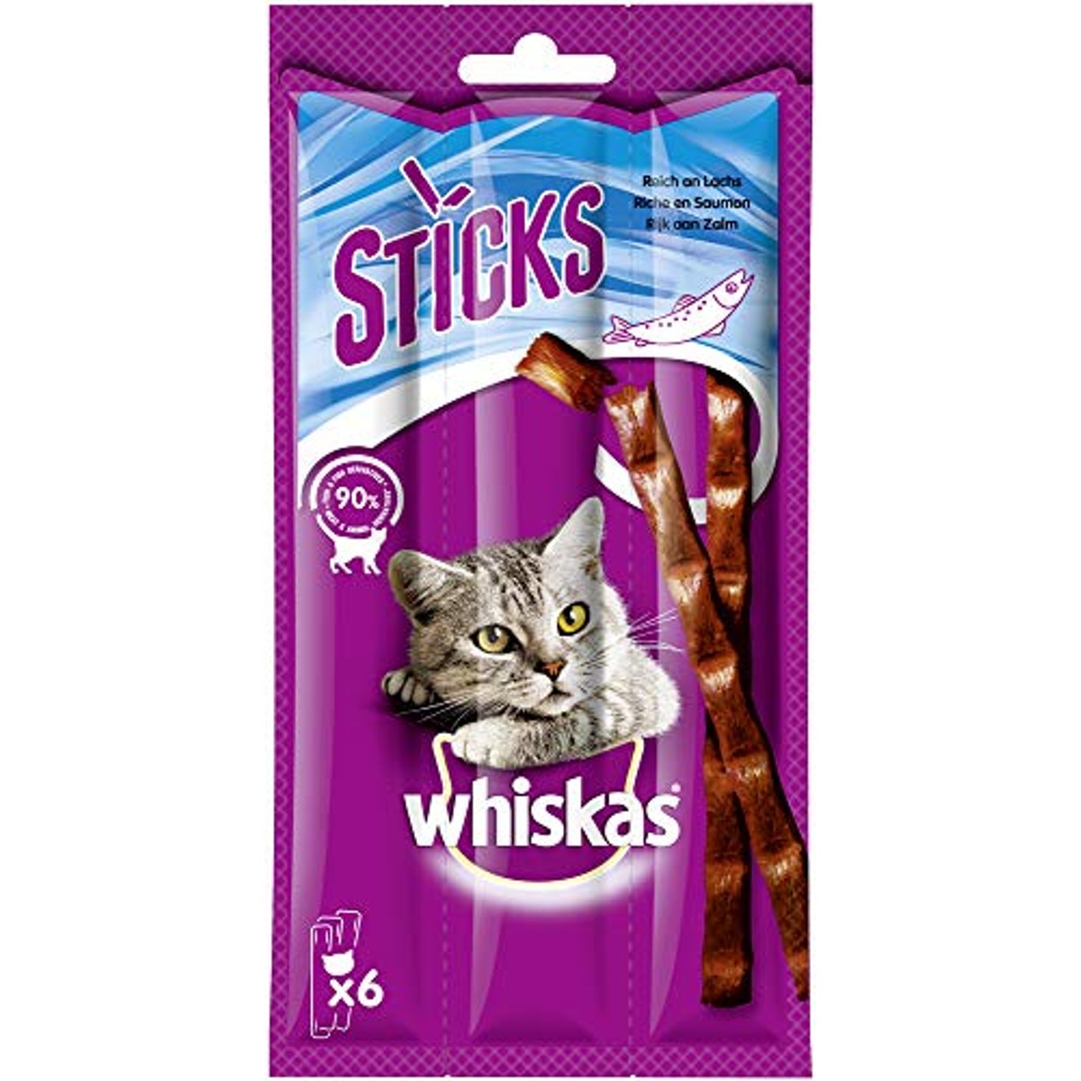 Whiskas Sticks kattensnack zalm 14 x 6 stuks - 3-pack