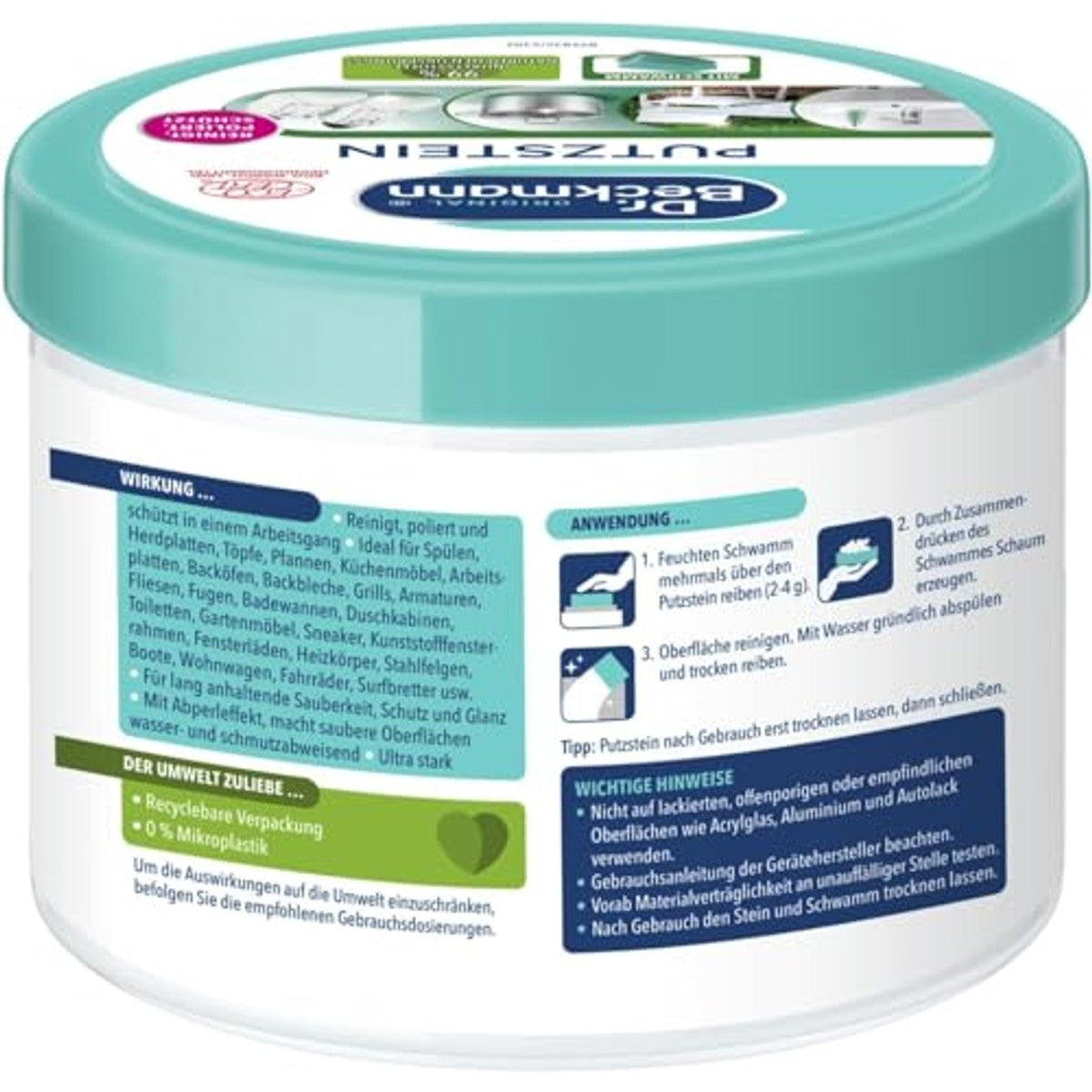 Dr. Beckmann Putzstein Universele reiniger met spons 550 g – Dr. Beckmann